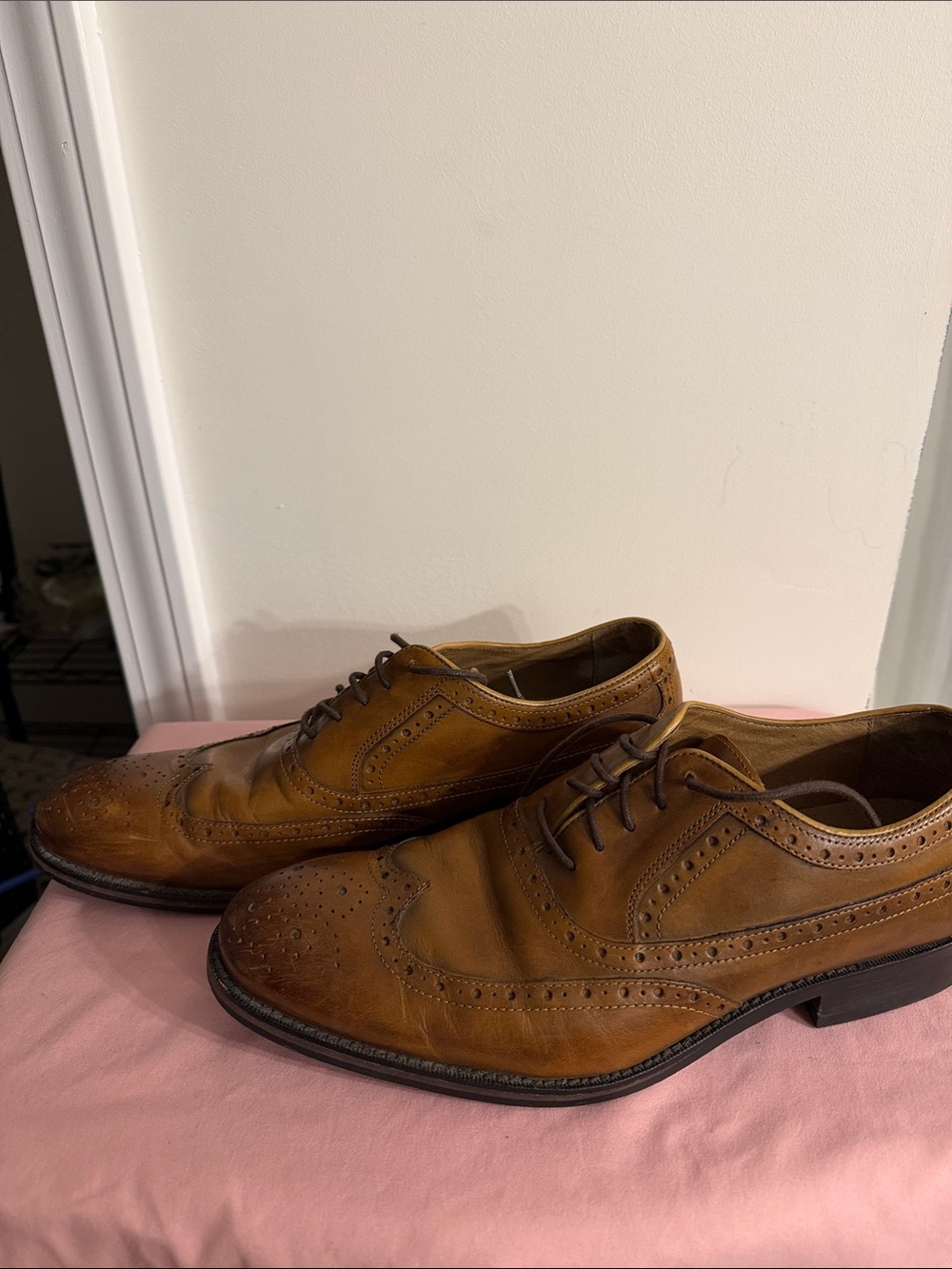 Johnston & Murphy Tan Leather Wingtip Oxfords